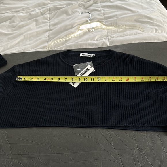 New JIL SANDER. SWEATER CROP LONG SLEEVE NAVY SIZE 38